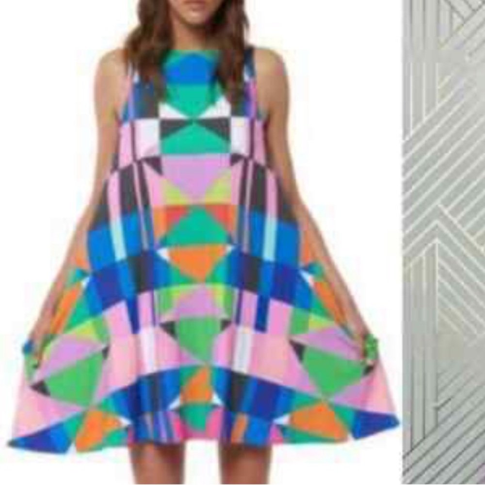 NEW MARA Hoffman Revolve Diamond print swing pocket mini dress women size XS